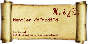 Mentler Árpád névjegykártya